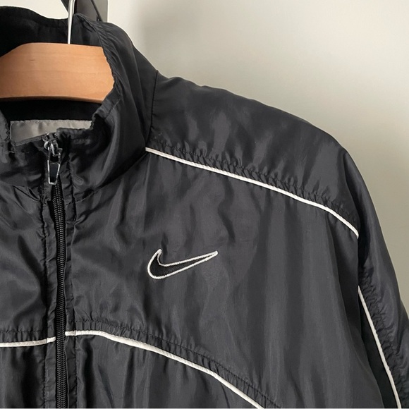 90s Vintage Nike Windbreaker Jacket Full Zip Black White Mens Size Medium - Picture 8 of 10